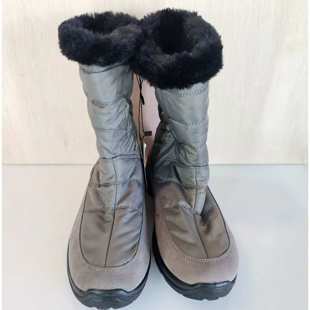 Easy Street Cuddle Easy Dry Waterproof Boots Grey / Taupe Size 10 NWT